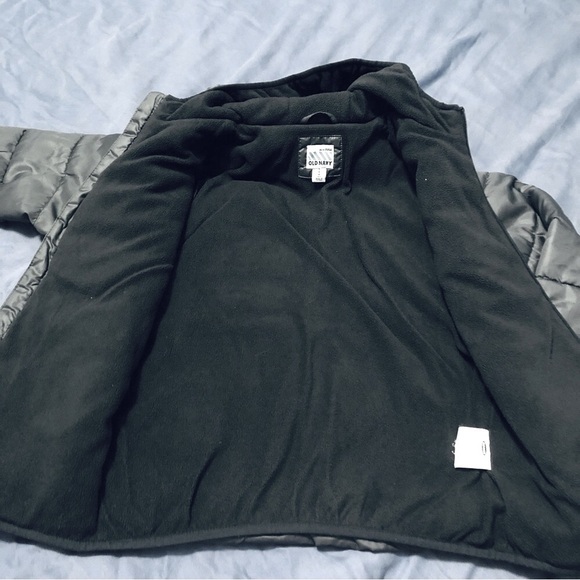 Old Navy Hooded Winter Puffer Coat Full Zip Size S (6/7) Grey/Black - Picture 4 of 7